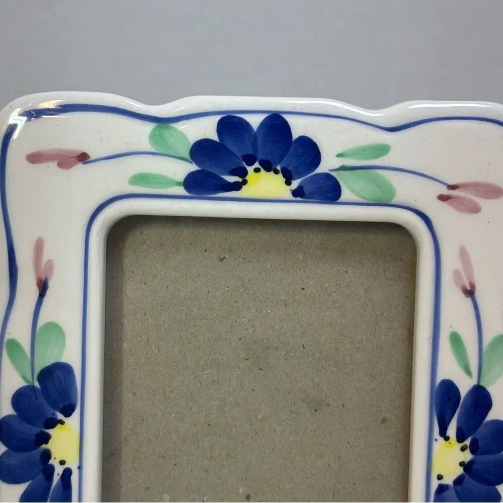 Ceramic Hand Painted Floral Tabletop Photo Frame Easel Backing